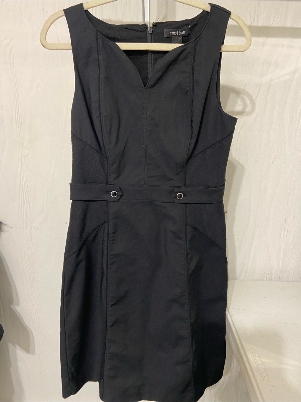 White House Black Market Black Sleeveless V-Neck Fit & Flare Dress